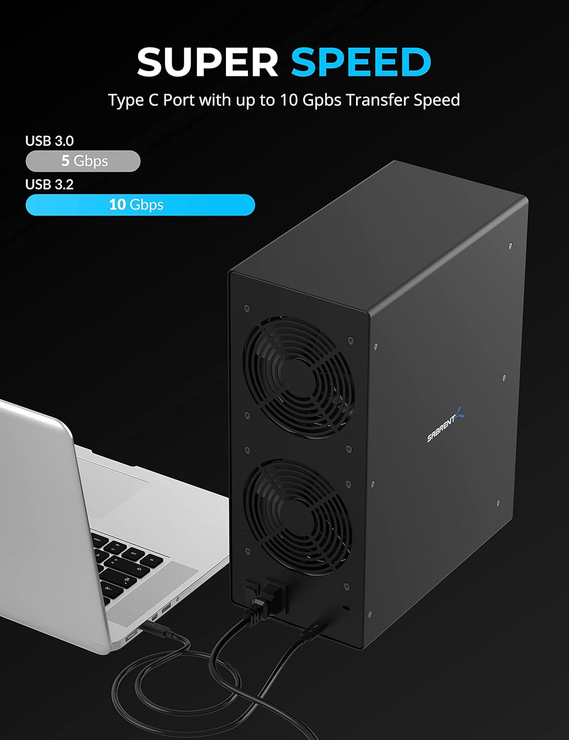 USB 3.0 to SATA Dual Bay External Hard Drive Docking Station for 2.5/3.5in HDD SSD with Cloner Function J42226