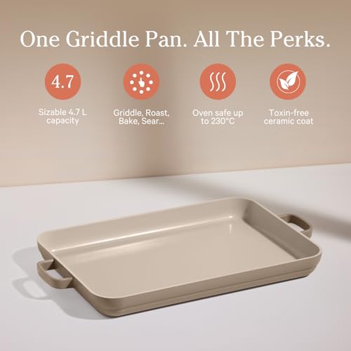 Nonstick Ceramic Griddle Pan with Ergonomic Handles, Oven Safe to 450°F M949382