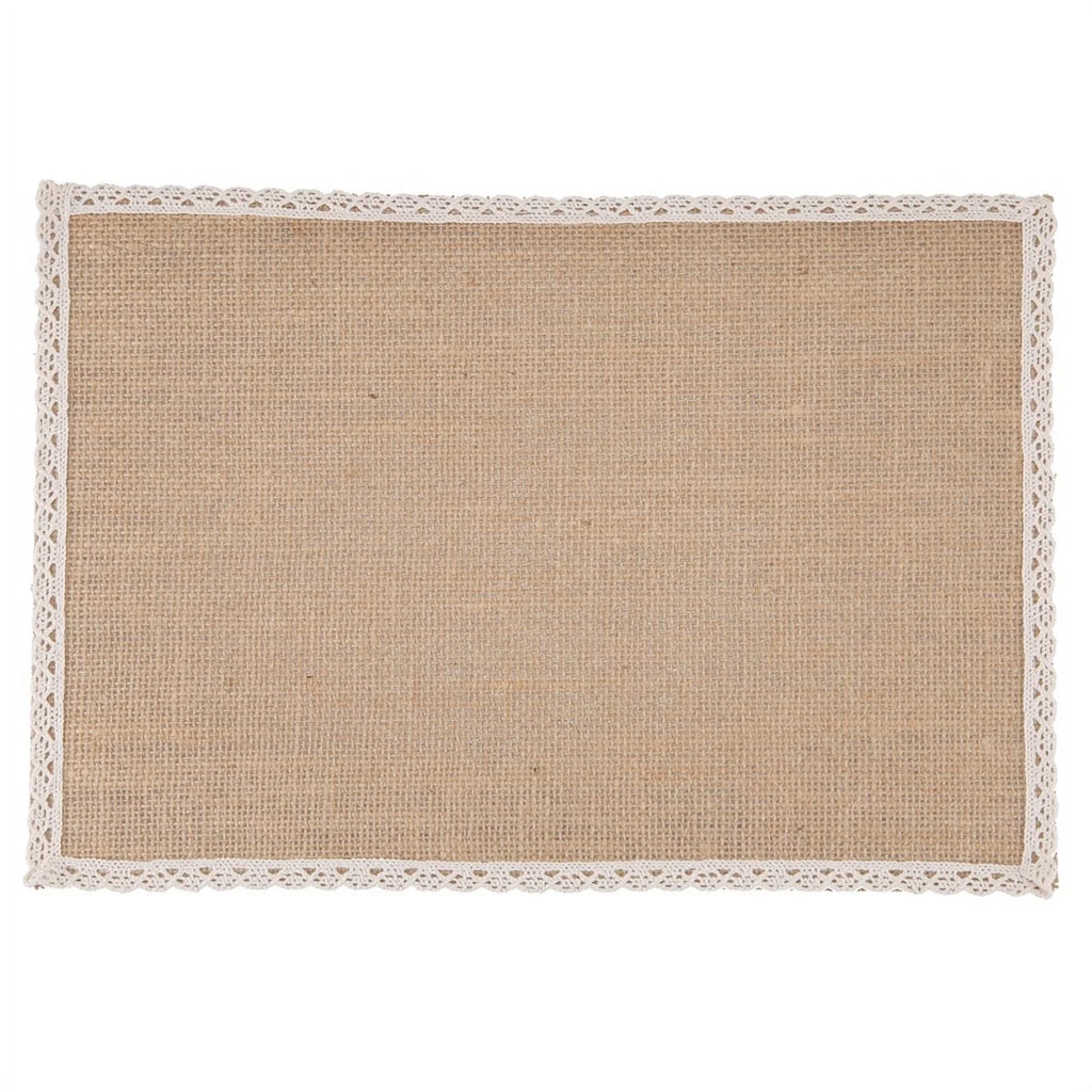 Linen Table Mat Lace Placemat Set Natural Woven B526802