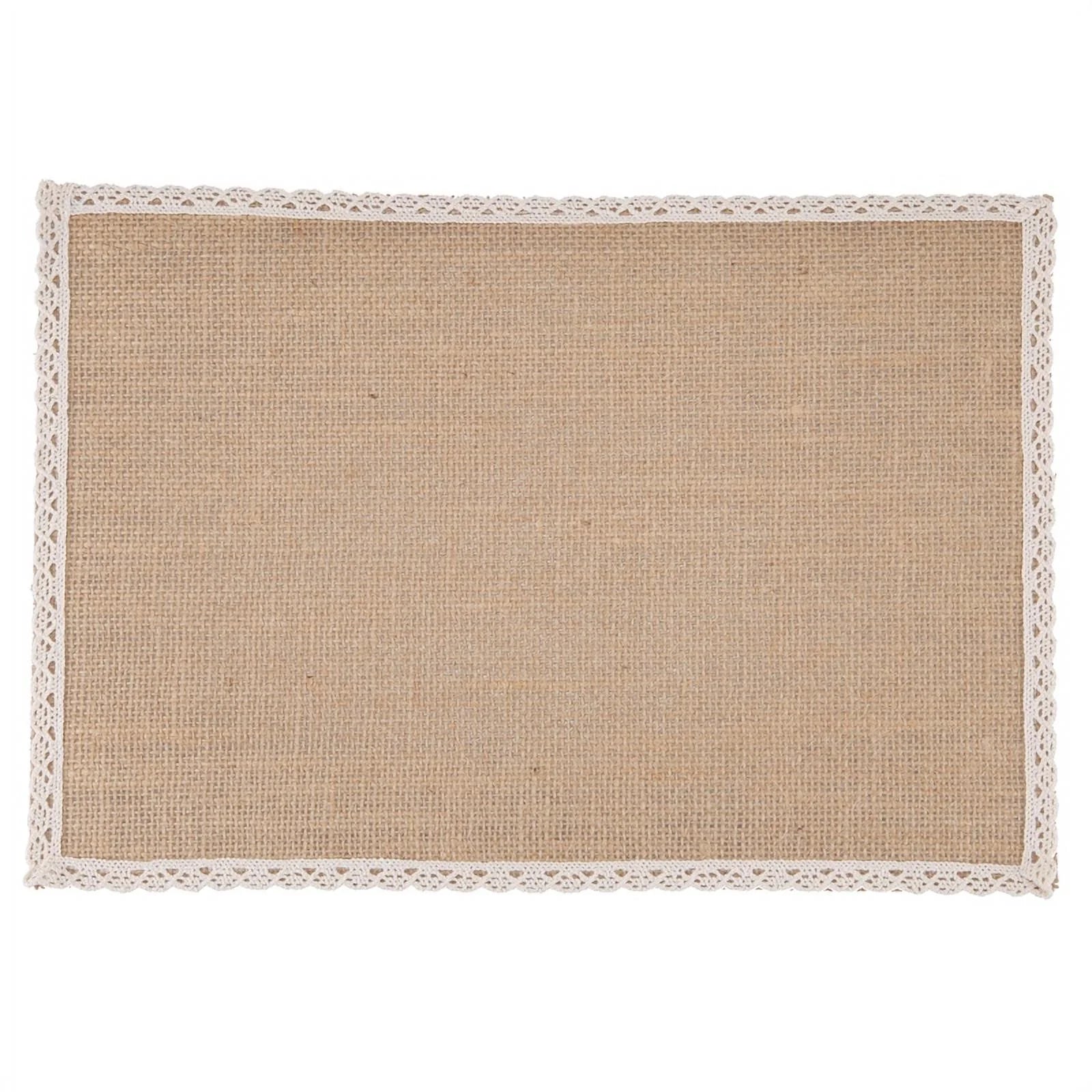 Linen Table Mat Lace Placemat Set Natural Woven B526802