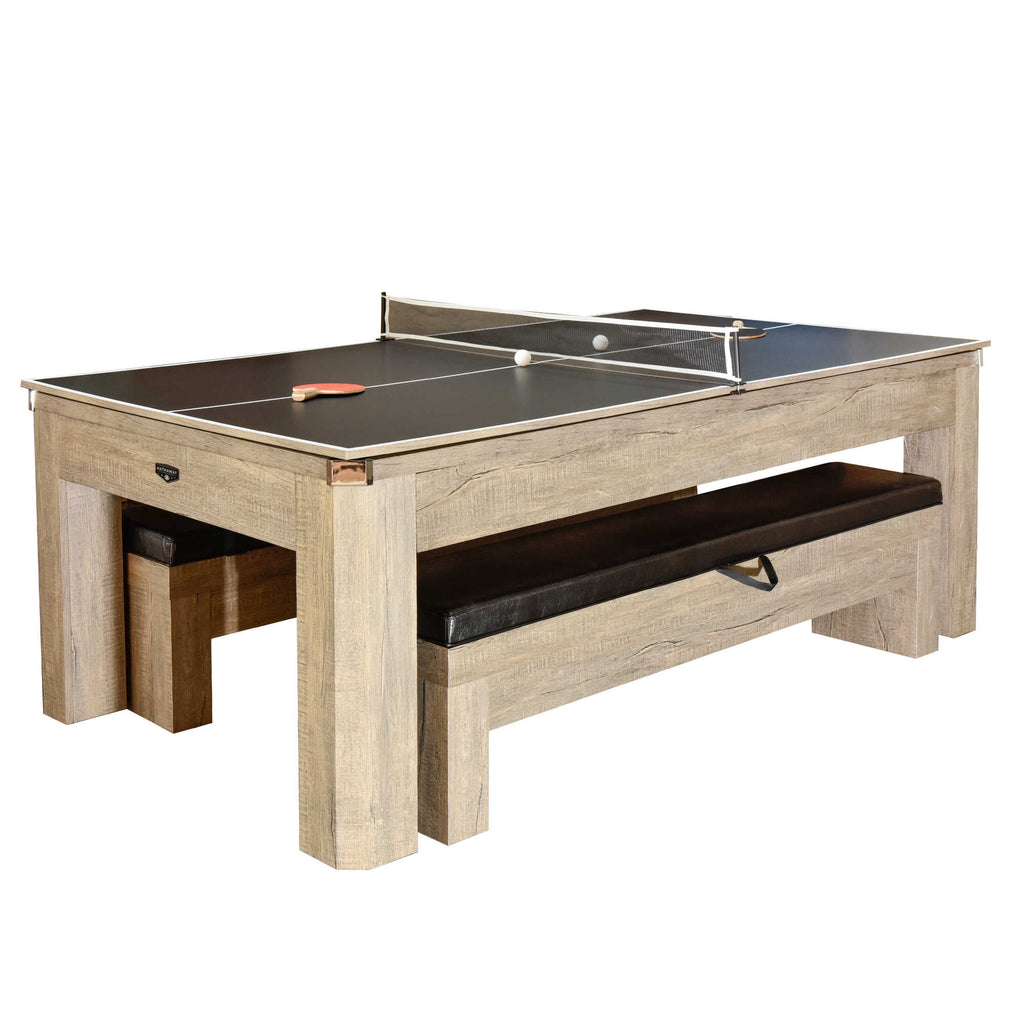 7-ft Pool Table Combo Set with Benches, Rustic Gray G46451