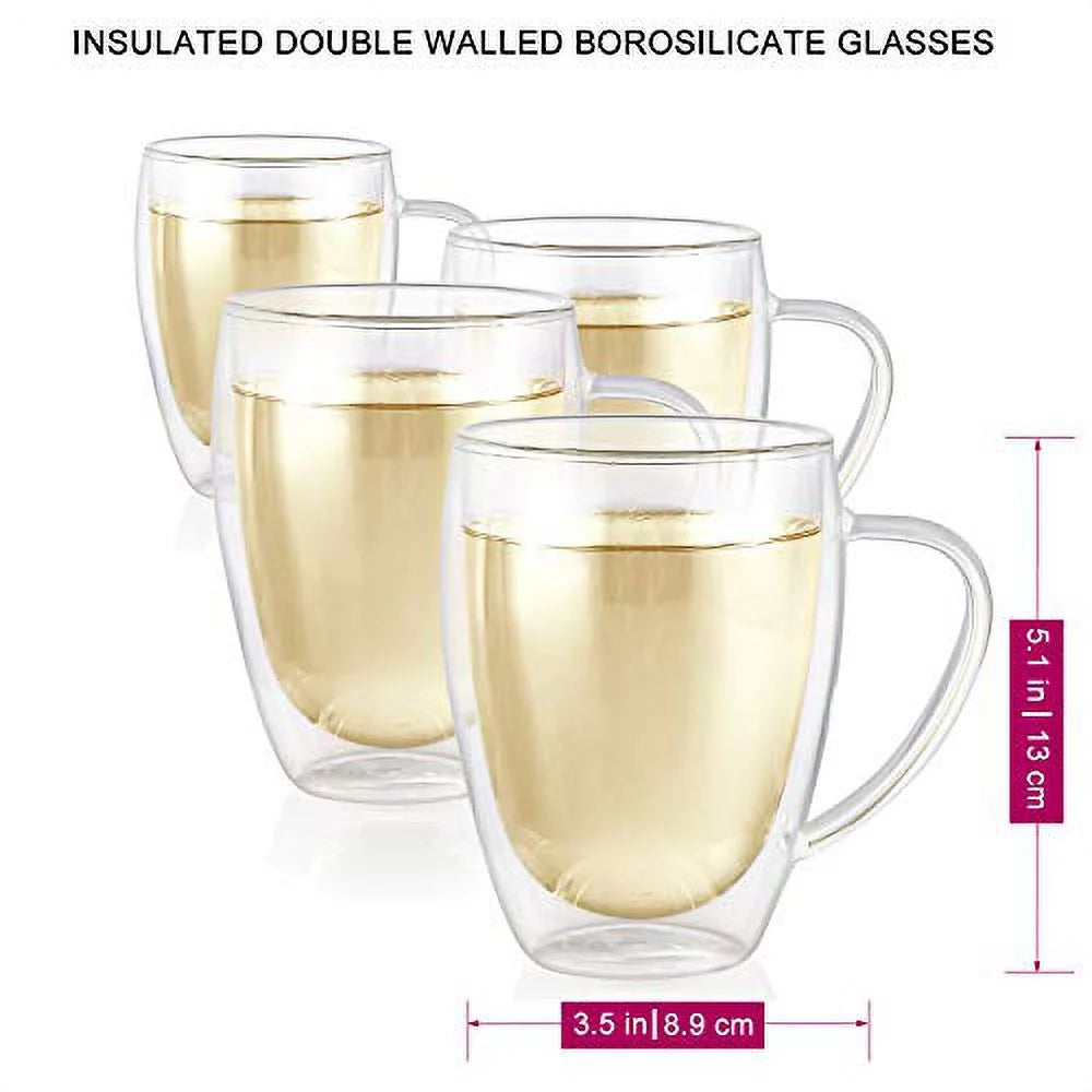 Double Wall Glass Tea Cups, Set of 4 U23822