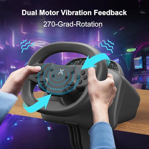 Wireless Racing Wheel with Pedals for PS4, PC, Switch, PS3, Mobile Q621
