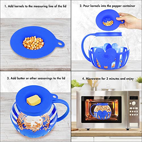 3 Quart Microwave Glass Popcorn Popper, Borosilicate Glass, Dishwasher Safe W589