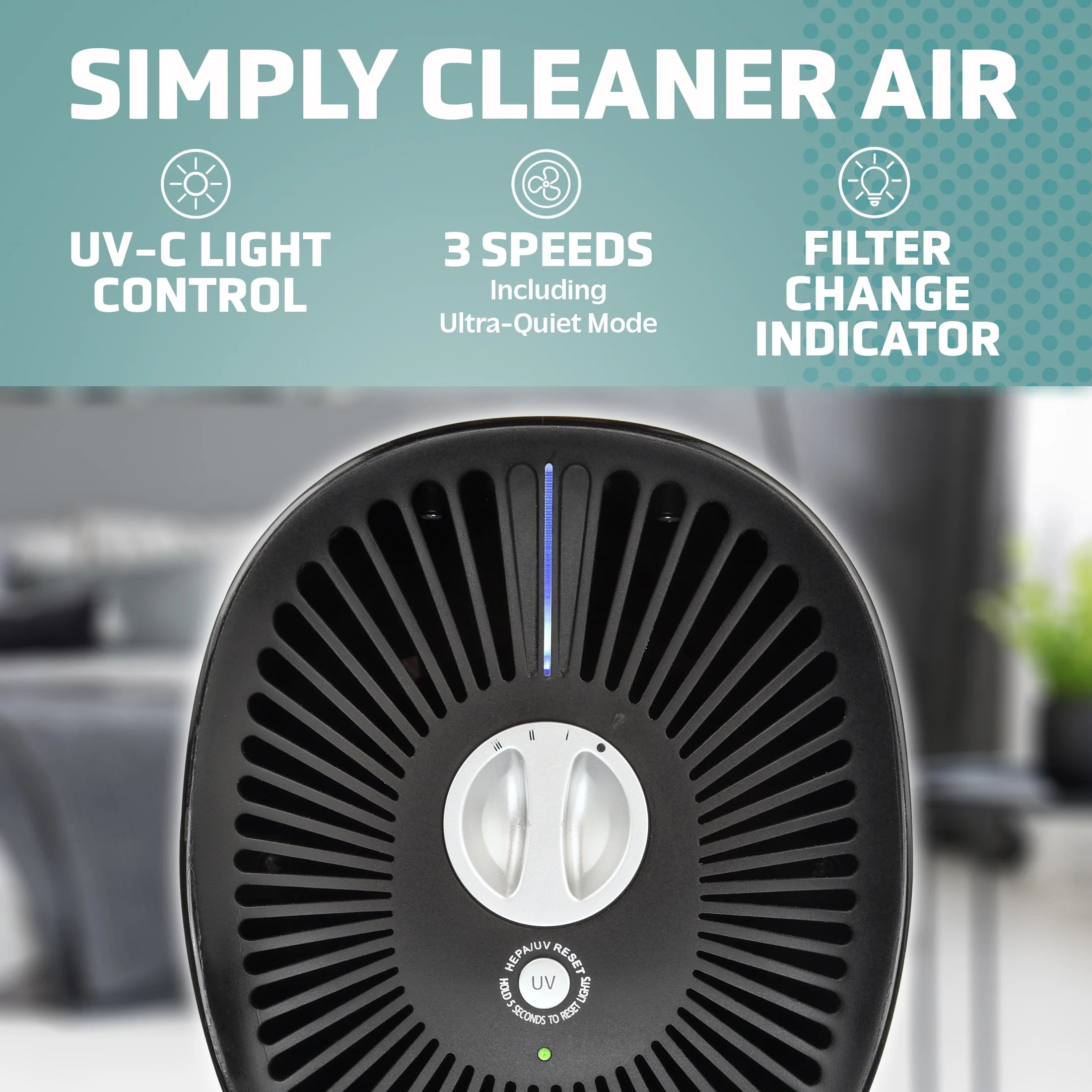 HEPA Air Purifier with UVC Light, Removes Odors, 750 Sq. Ft Y2111