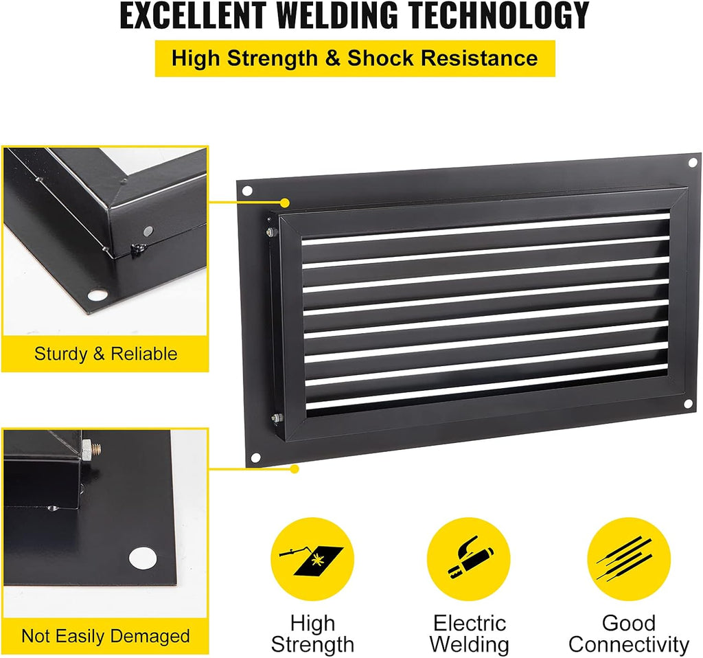 Foundation Flood Vent, 8" x 16", Wall Mounted, Black A9385