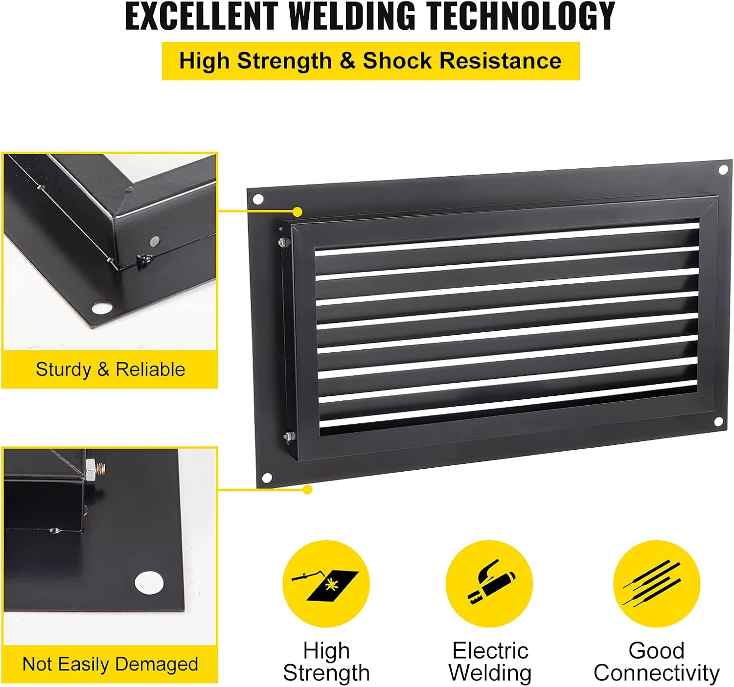 Foundation Flood Vent, 8" x 16", Wall Mounted, Black A9385