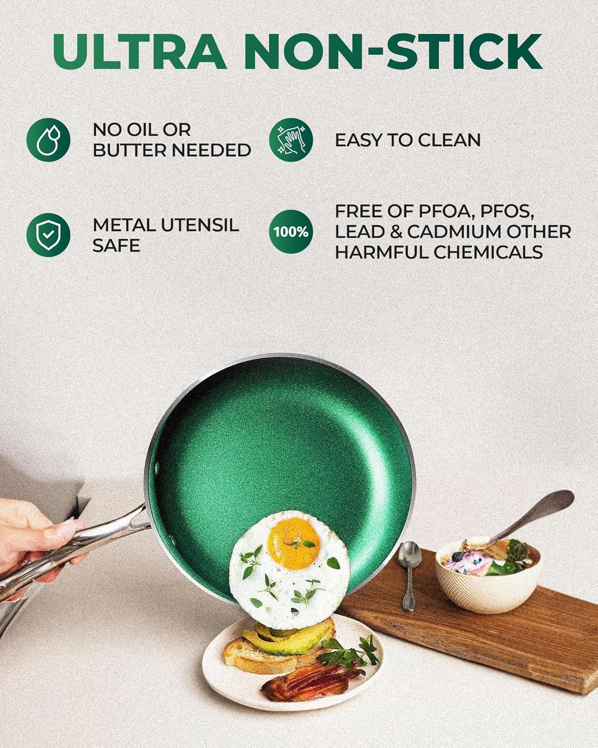 Nonstick Frying Pan 12 Inch with Mineral and Diamond Coating T656769