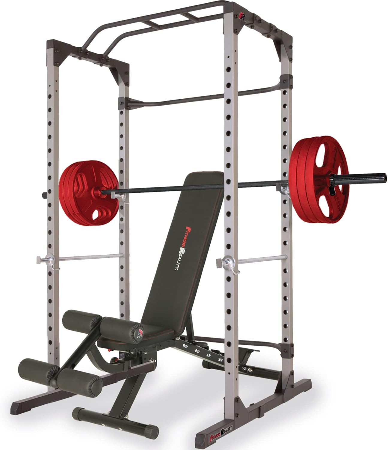 Squat Rack Power Cage with Lat Pulldown and Leg Holdown Attachment P45105