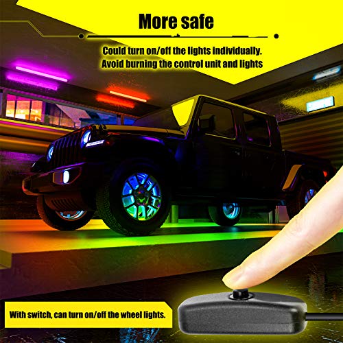 Wheel Lights for Truck - RGB Rim Light for Car/SUV - Wheel Well Ring Lights with Sequential and Multi-Color, Waterproof DC 12v C3041