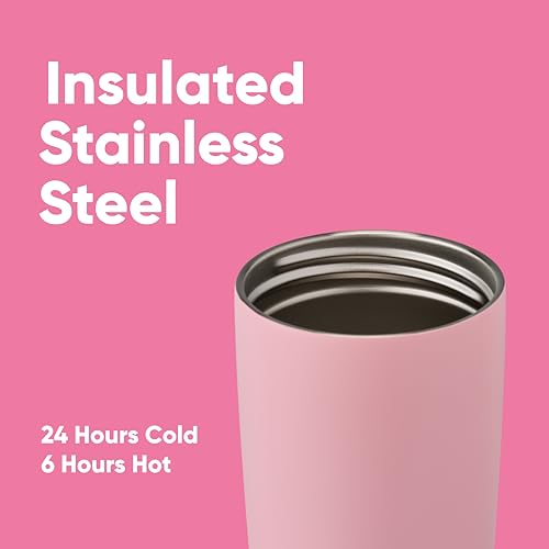 Insulated Stainless Steel Coffee Tumbler, Reusable Travel Mug, 20 oz, Pink N461027