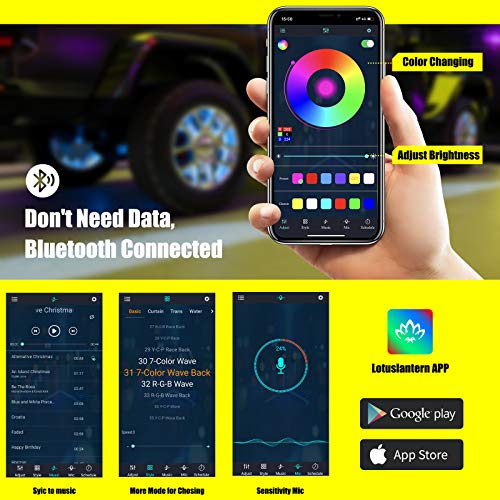 Wheel Lights for Truck - RGB Rim Light for Car/SUV - Wheel Well Ring Lights with Sequential and Multi-Color, Waterproof DC 12v C3041