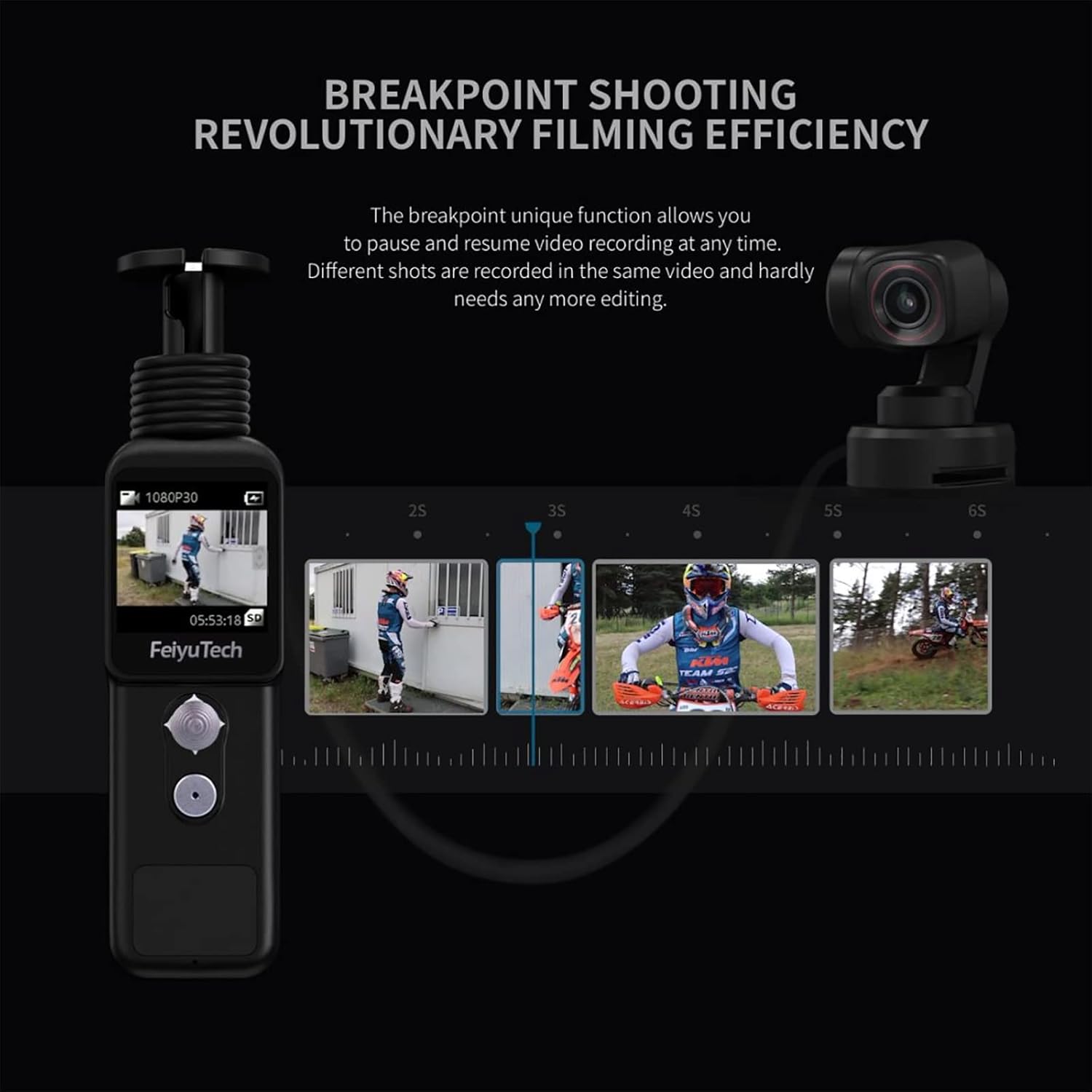Wearable Action Camera Handle 3-Axis Stabilizer Gimbal with 4K Video F757