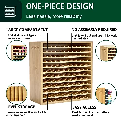 Bamboo Marker Organizer Desktop Storage for 288 Pens and Pencils E96724