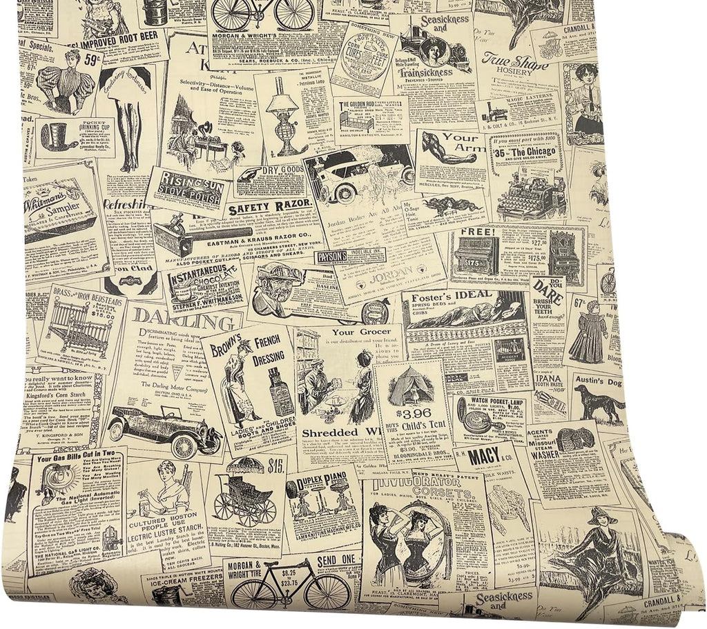 Newspaper Print Shelf Drawer Liner Paper Roll K19672
