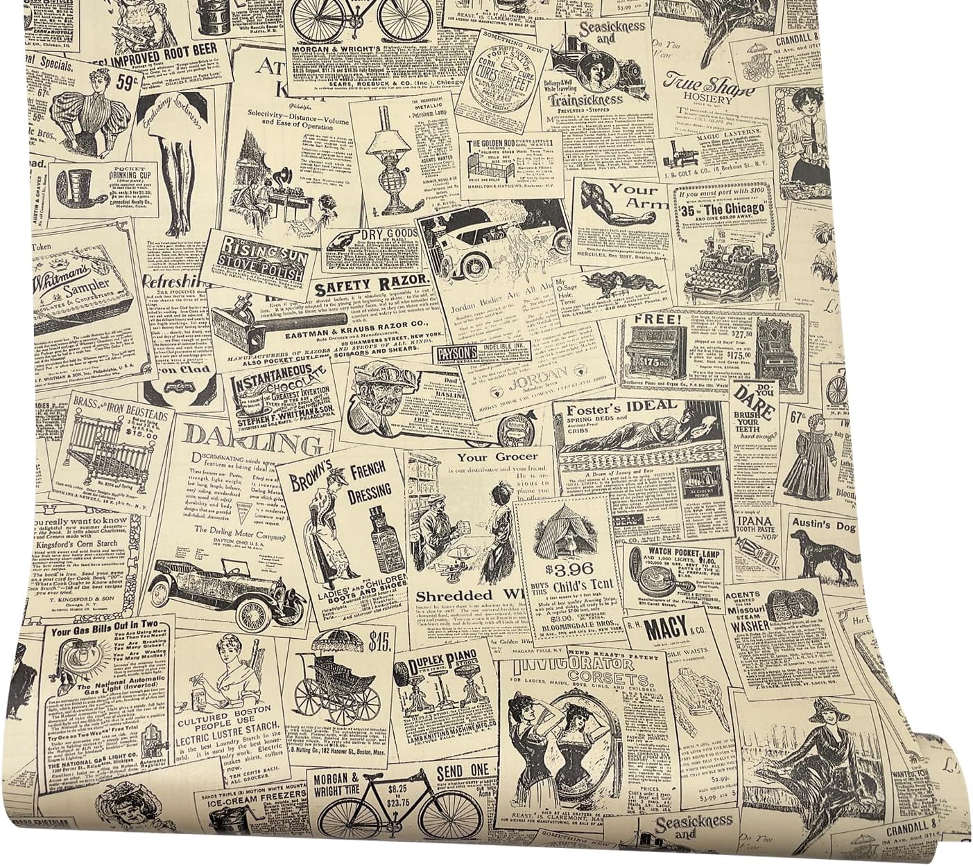 Newspaper Print Shelf Drawer Liner Paper Roll K19672