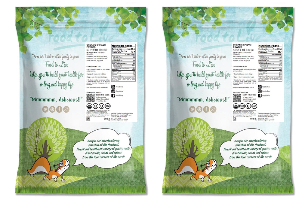 Organic Spinach Powder, 16 Pounds – Non-GMO, Kosher, Vegan V7008