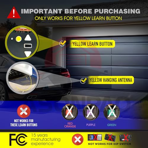 3 x 891LM 950ESTD Garage Door Opener Remote Security+ 2.0 myQ Yellow Learn Button U5405