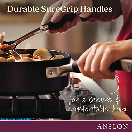 Hard Anodized Nonstick Saucepan with Straining Lid, 2 Quart S664