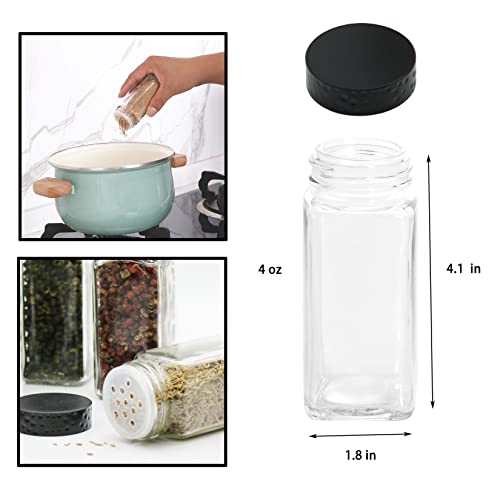 12 PCS Black Spice Jars, 4 oz Glass Seasoning Bottles with Airtight Shaker Lids C3284
