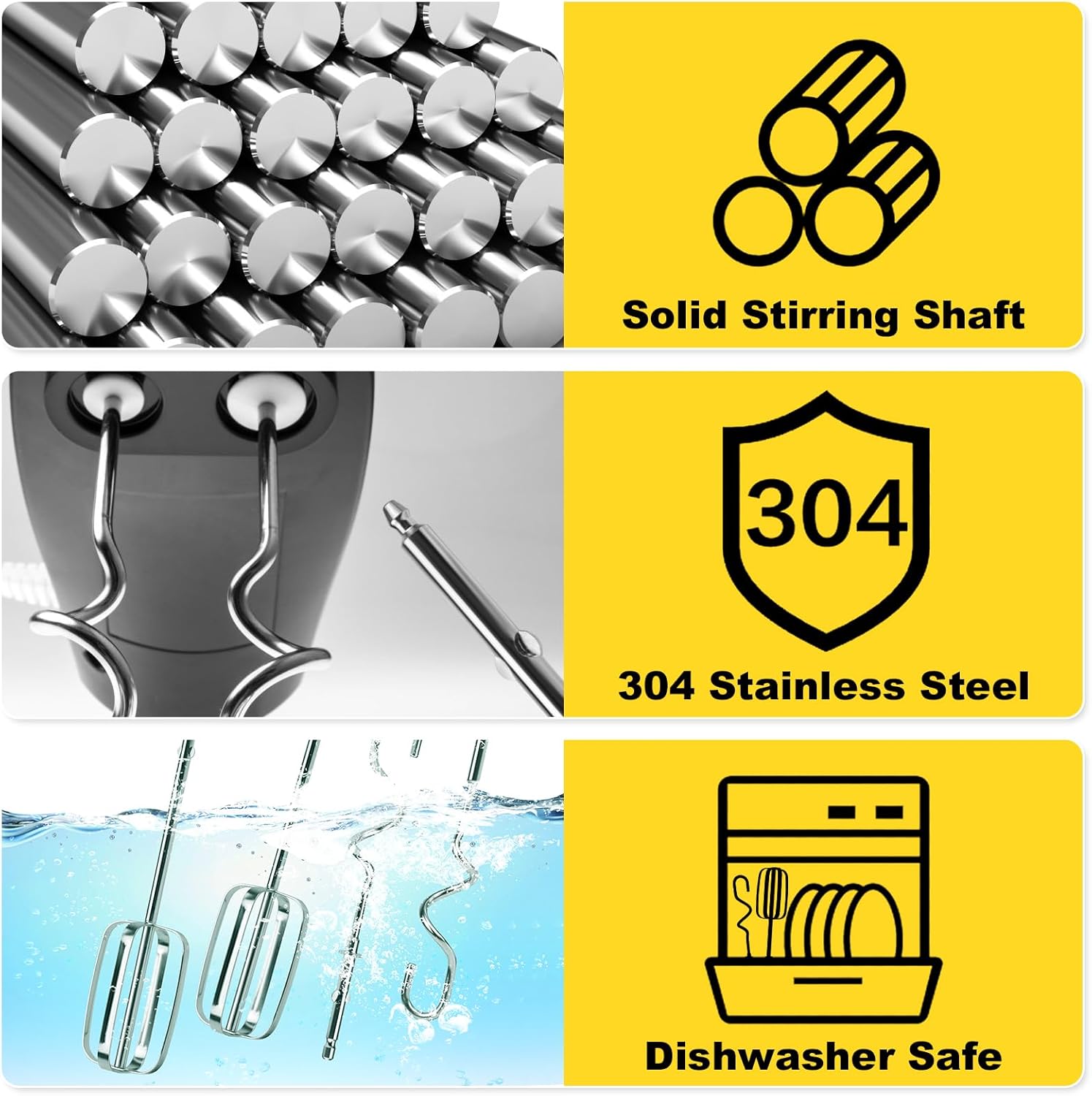 Hand Mixer Beaters, Whisk & Dough Hooks Replacement (Pack of 4) P3891