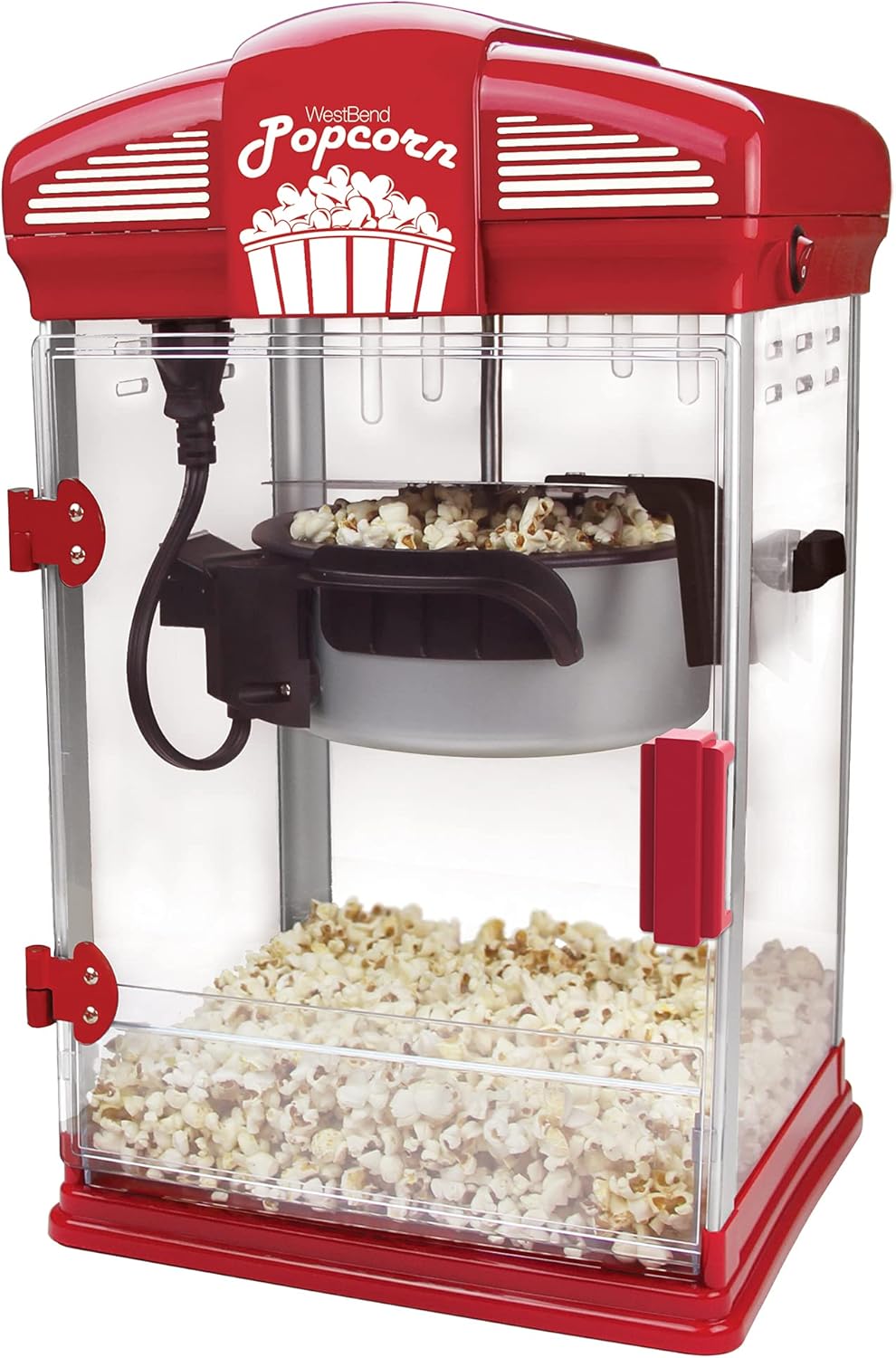 Stir Crazy Movie Theater Popcorn Popper with Nonstick Kettle, 4 Qt., Red I2962