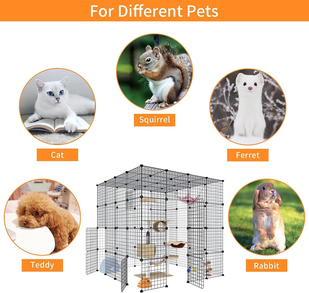 Large Cat Cage Indoor DIY Cat Playpen Detachable Metal Wire Kennels Crate N897