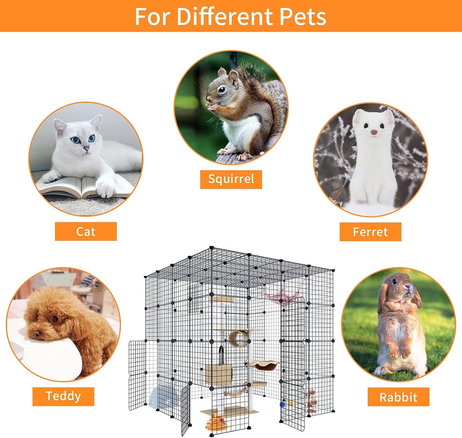 Large Cat Cage Indoor DIY Cat Playpen Detachable Metal Wire Kennels Crate N897