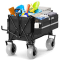 Beach Wagon with Big Wheels for Sand,Heavy Duty Collapsible Wagon with All-Terrain 9" Pneumatic Tires and Detachable Cooler, Utility Beach Cart for Garden Sports Camping Activities