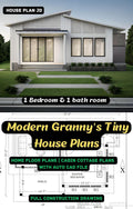 1 Bedroom & 1 bath room Modern Granny's Tiny House Plans | Home Floor Plans | Cabin Cottage plans with AUTO CAD File: Full Construction Drawing