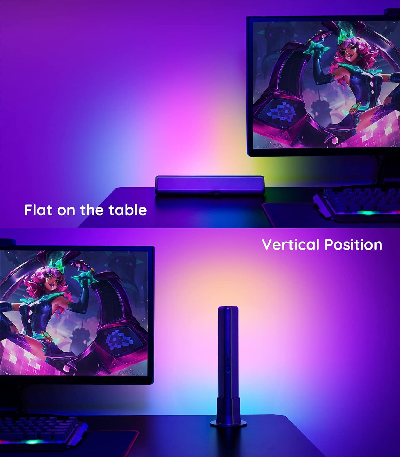 LED Smart Light Bars with Camera, RGBIC Backlights, Music Sync for Gaming, PC, TV Q13927