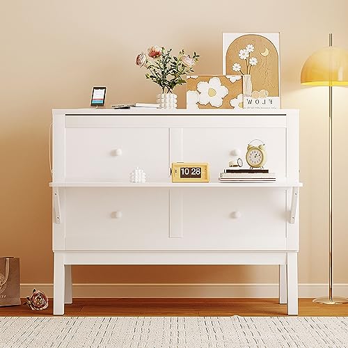 Full Murphy Bed with Desk, USB Port and Shelves E838836