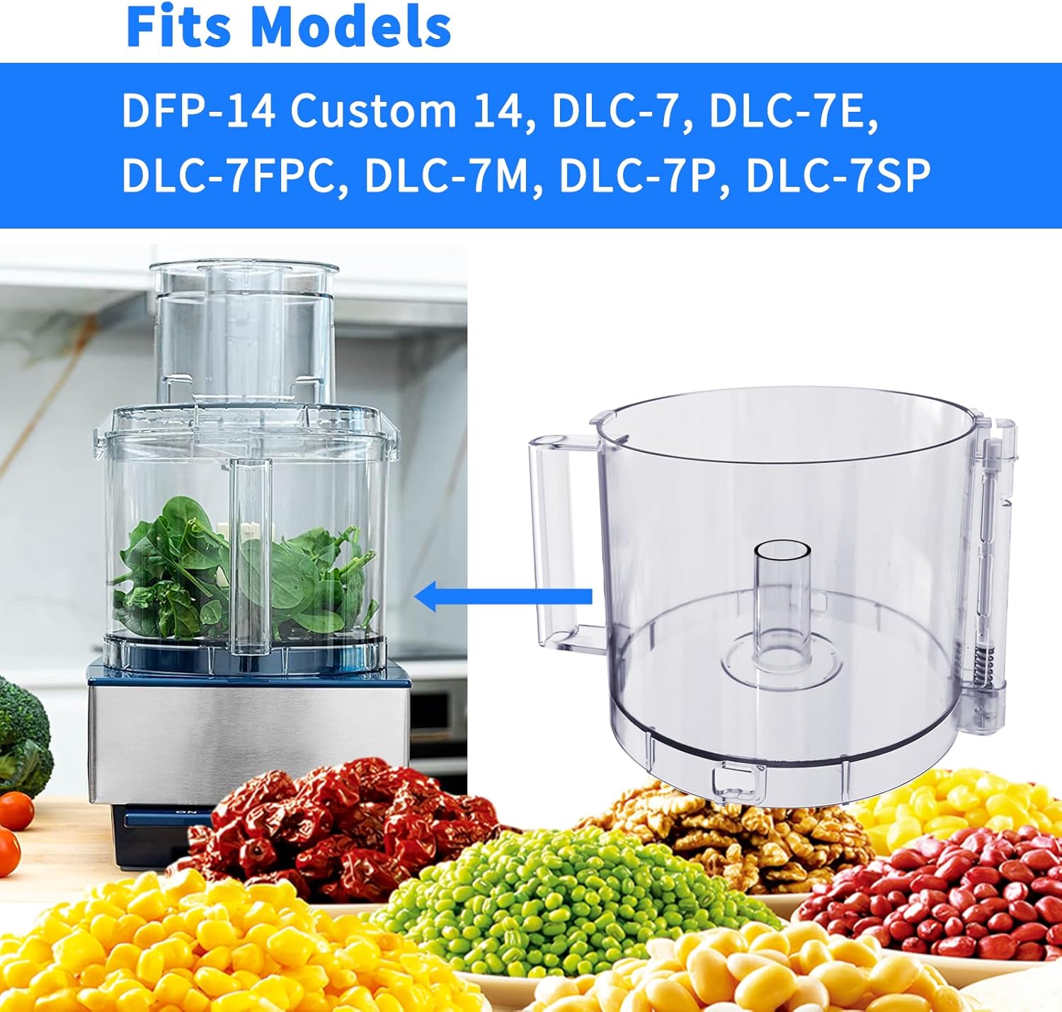 14-Cup Food Processor Work Bowl with 2 Tabs I103
