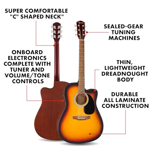 Acoustic Electric Guitar with Built-in Tuner and Tone Controls H2979