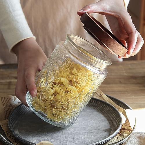 24 oz Glass Storage Jar with Airtight Bamboo Lid for Kitchen Pantry F6243
