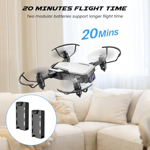 Mini Drone with Camera 720P HD FPV, Foldable RC Quadcopter with 2 Batteries C2480