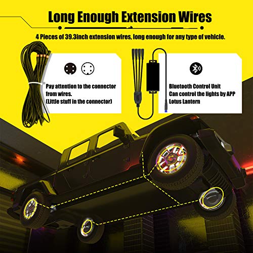 Wheel Lights for Truck - RGB Rim Light for Car/SUV - Wheel Well Ring Lights with Sequential and Multi-Color, Waterproof DC 12v C3041