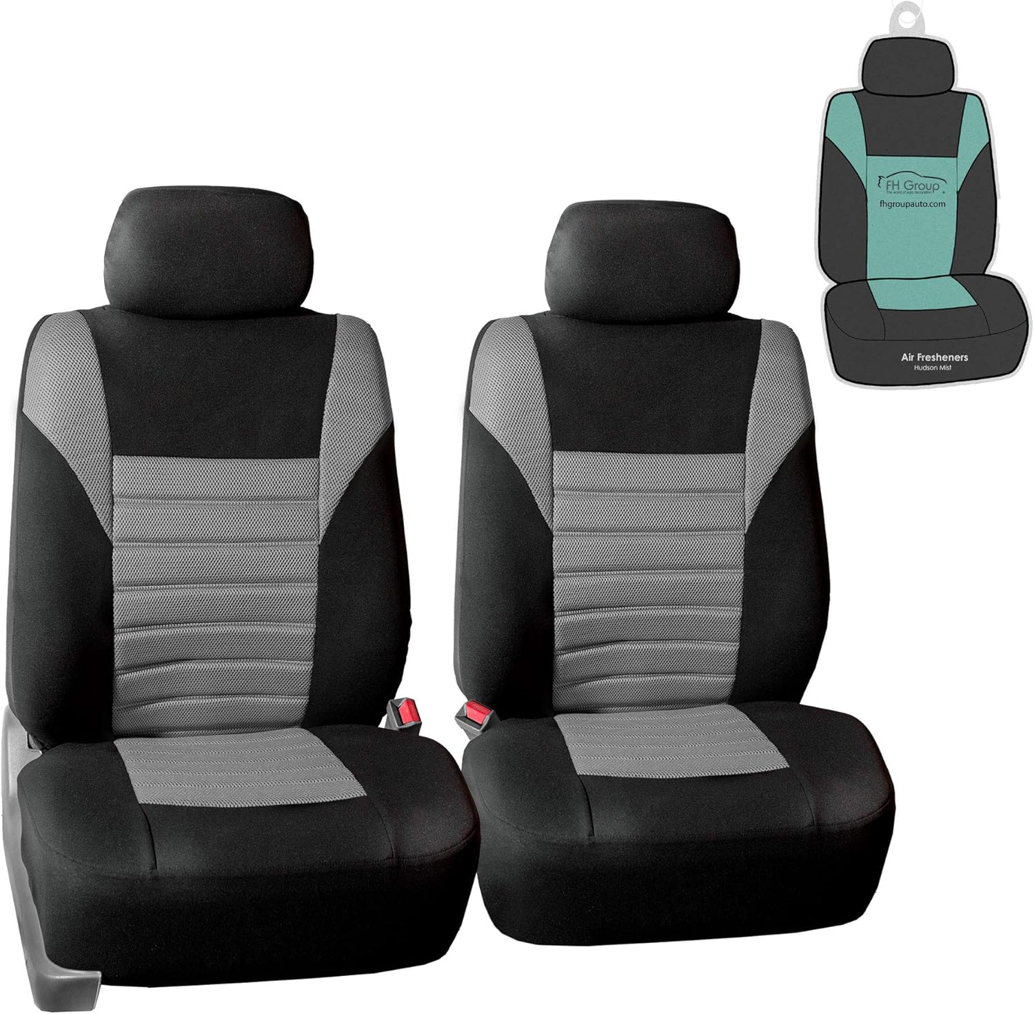 Car Seat Covers Pair Set, Airbag Compatible, Universal Fit for Cars Trucks and SUVs, Gray/Black O278981