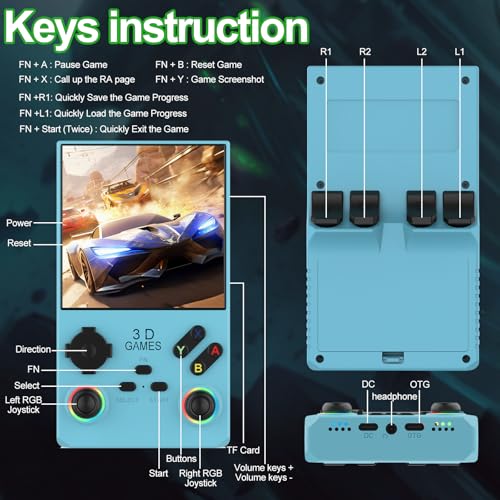 Handheld Game Console 4.0 Inch IPS Screen Retro Portable Arcade Y95927
