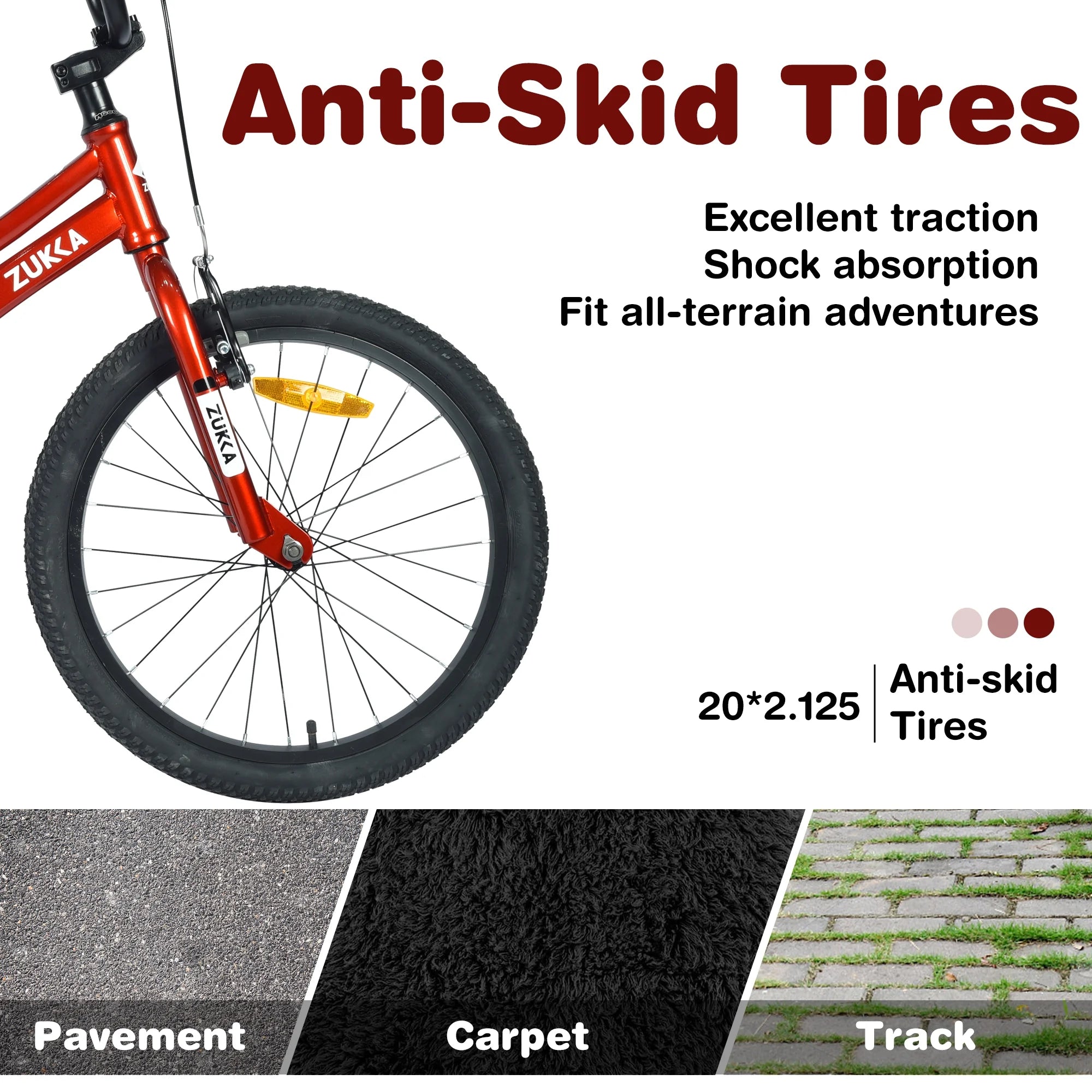 20 Inch Boys Bike for Kids Ages 7-10, Single Speed, Steel Frame, Red E439