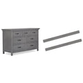 Evolur Belmar 7-Drawer Double Dresser in Rustic Grey with Convertible Crib to Full Size Bed Rail, Nursery & Bedroom Furniture