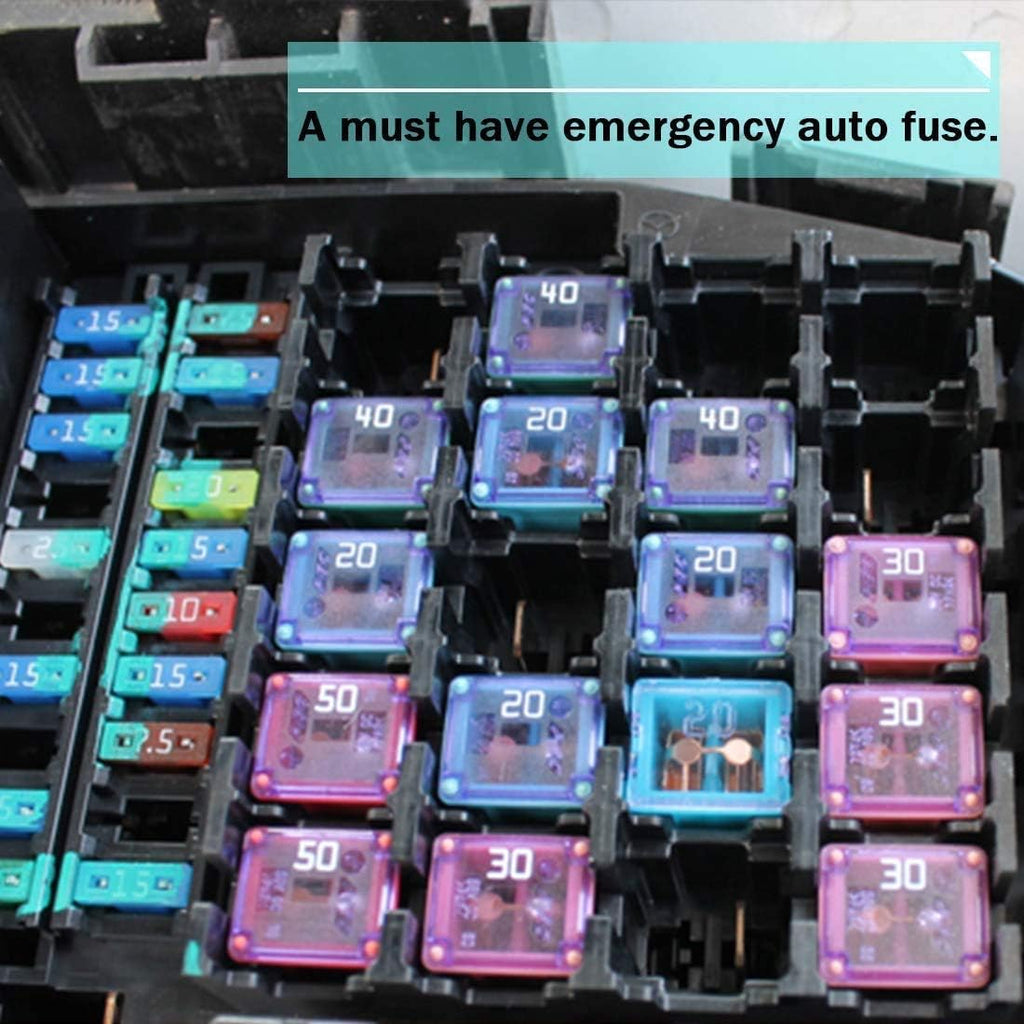 30PCS Low Profile Box Shaped Mini Fuse Assortment Kit for Cars, Trucks and SUVs H580074
