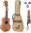 Hola! Music HM-121GL+ Laser Engraved Mahogany Soprano Ukulele Bundle with Aquila Strings, Padded Gig Bag, Strap and Picks - Hula Dancer
