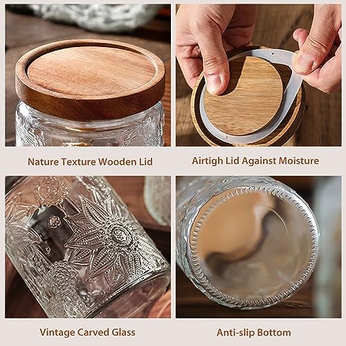 24 oz Glass Storage Jar with Airtight Bamboo Lid for Kitchen Pantry F6243