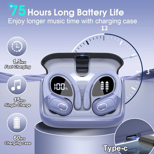 Wireless Earbuds Bluetooth 5.4 with Earhooks, IPX7 Waterproof P475856
