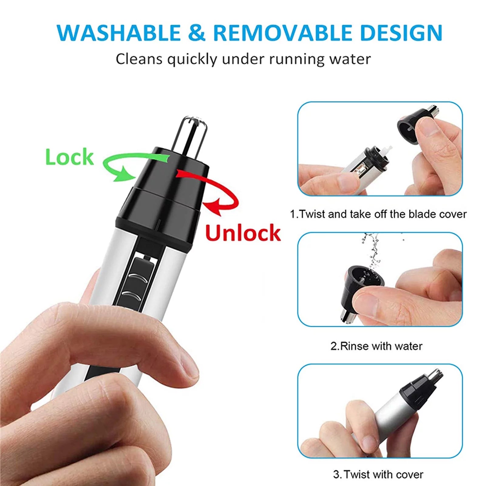 USB Rechargeable 4-in-1 Ear and Nose Hair Trimmer for Men L784
