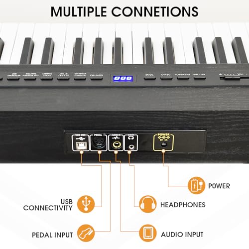 88 Key Semi Weighted Digital Piano with Lighted Keys, Stand, Case, Pedal, Headphone K75192