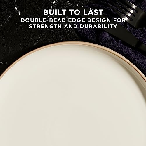 Stoneware 8-Pc Dinnerware Set, Double Bead Plates and Bowls, Reactive Glazes, Navy E96050