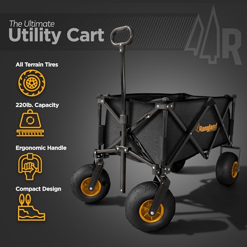 Folding Beach Utility Cart with Large Balloon Wheels, Rustproof Steel Frame H863