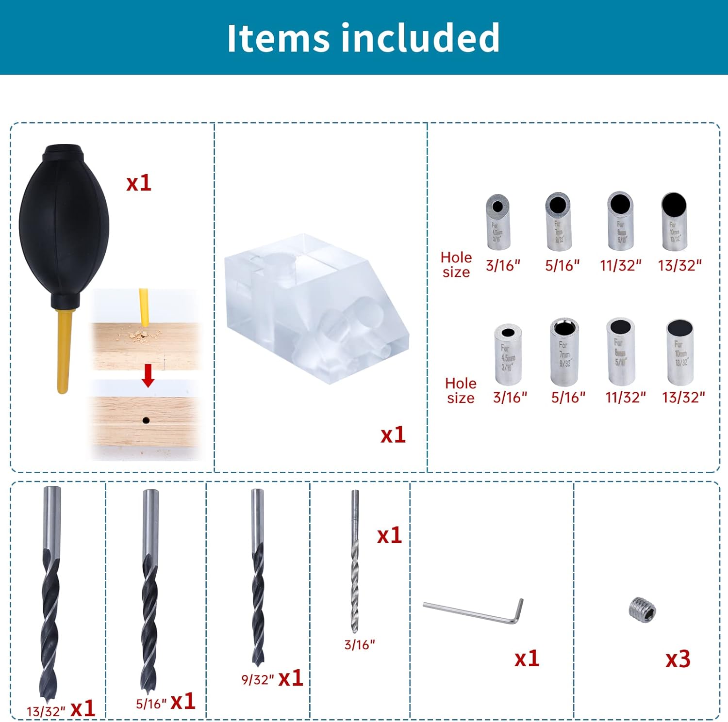 Drill Guide for Cable Railing Wood Post, Multi-Angle Visible Jig, Fit 30 45 90 Degree Deck Stair Installation L26562